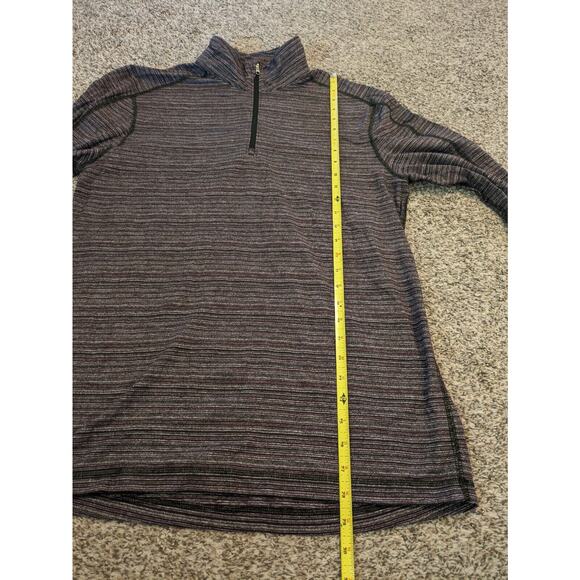Lululemon Men's Shirt Activewear Quarter Zip Red Gray Black Stripe Size L - Picture 4 of 5